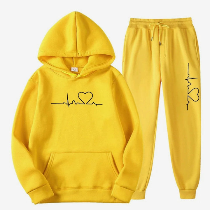 Allegrae | Women's Heartbeat Print Hoodie and Joggers Tracksuit Set