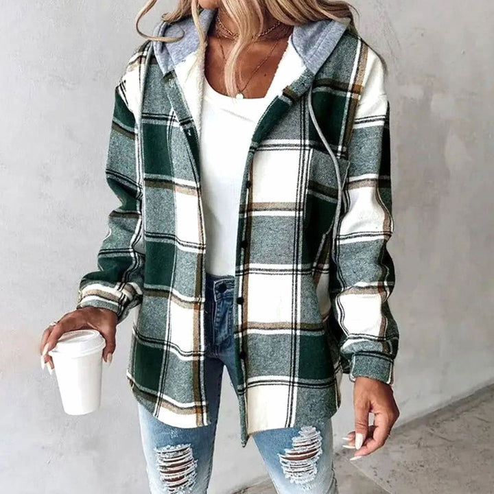 Michaela | Women's Checked Hooded Button-Up Shacket