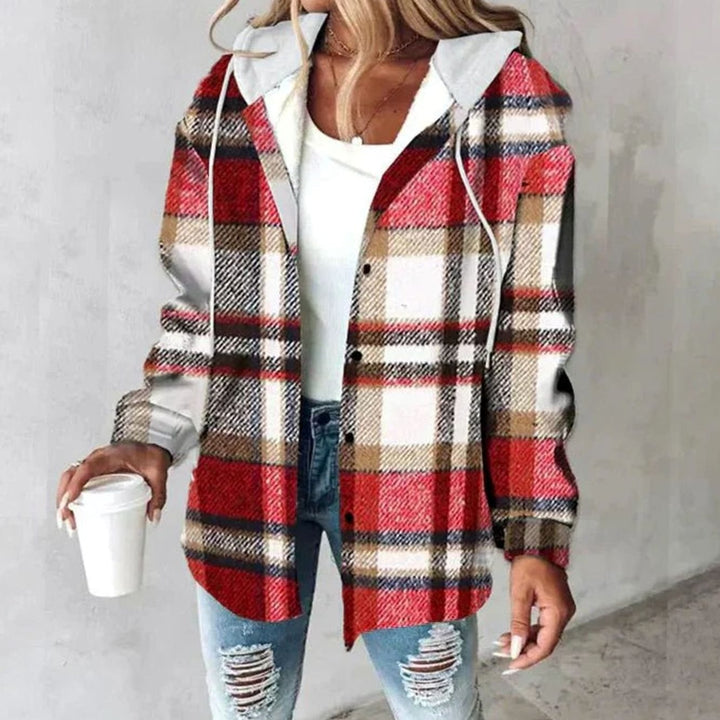 Amandine | Women's Relaxed Fit Checked Hooded Jacket