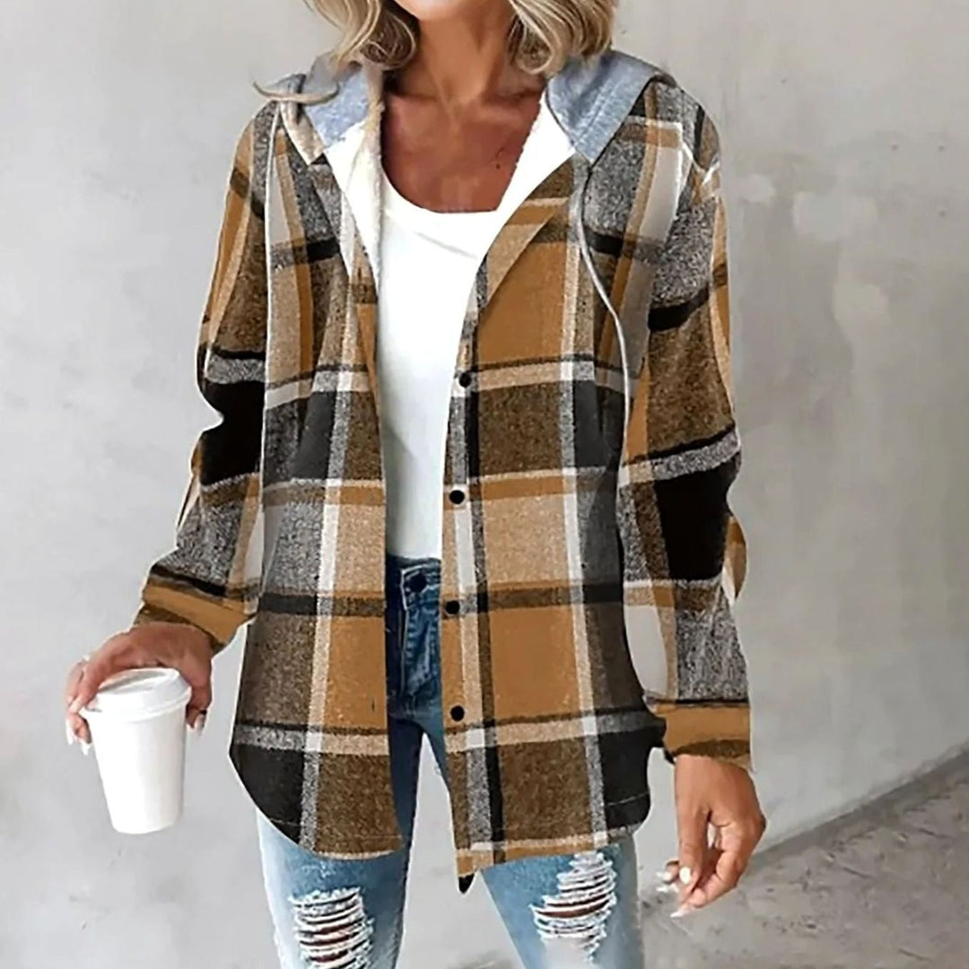 Amandine | Women's Relaxed Fit Checked Hooded Jacket