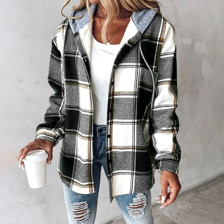 Amandine | Women's Relaxed Fit Checked Hooded Jacket