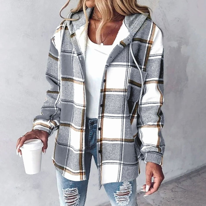 Amandine | Women's Relaxed Fit Checked Hooded Jacket