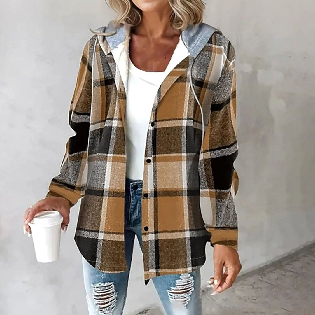 Amandine | Women's Relaxed Fit Checked Hooded Jacket