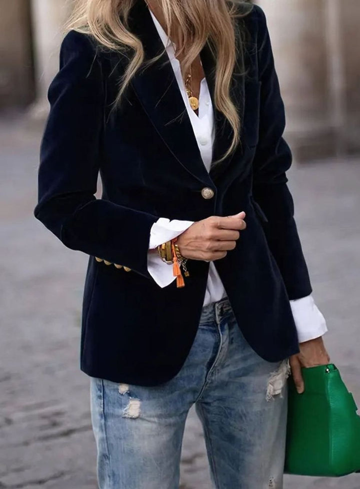 Cosima | Women's Tailored Single-Button Blazer with Gold Detail