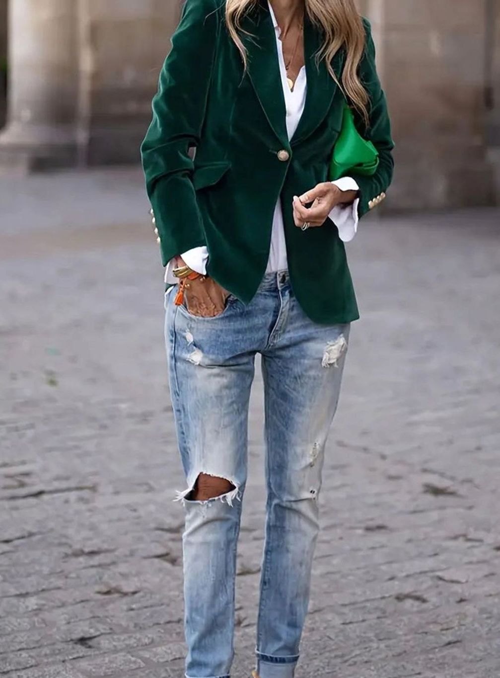 Cosima | Women's Tailored Single-Button Blazer with Gold Detail