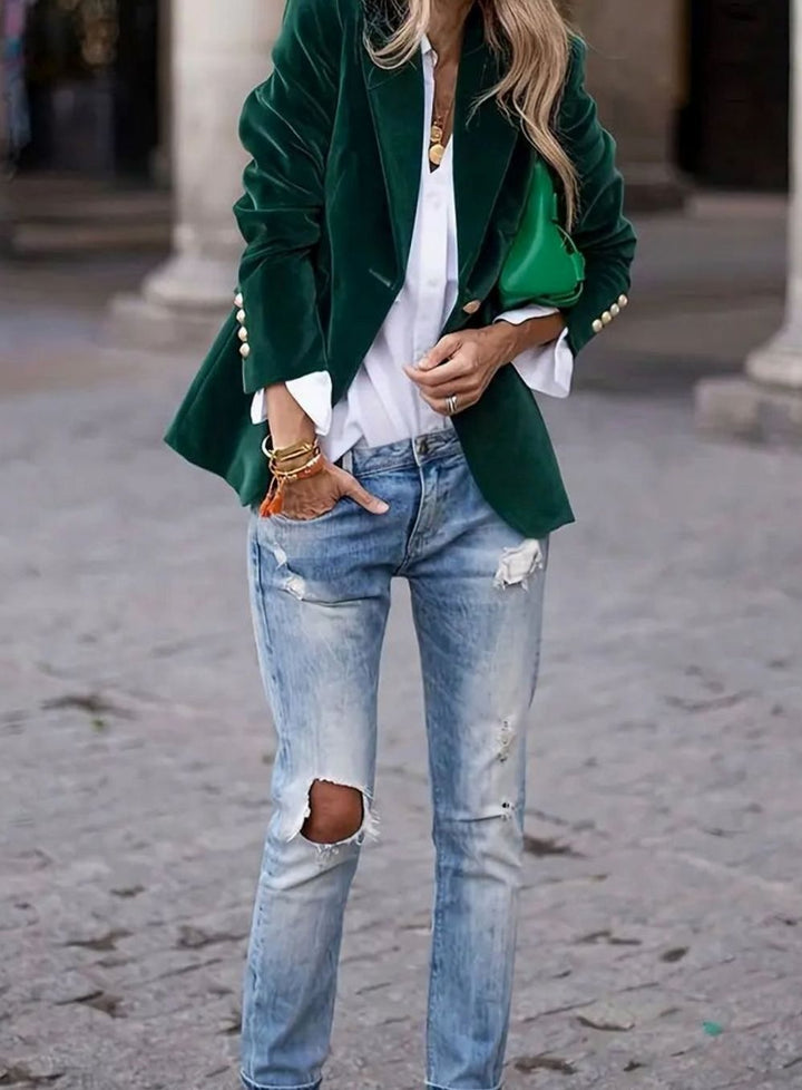 Cosima | Women's Tailored Single-Button Blazer with Gold Detail