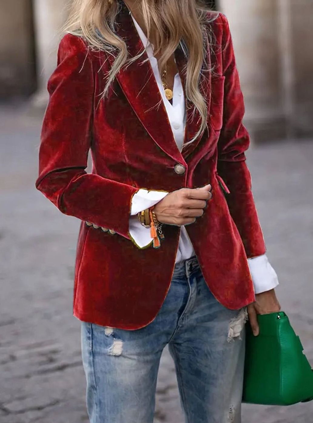 Cosima | Women's Tailored Single-Button Blazer with Gold Detail