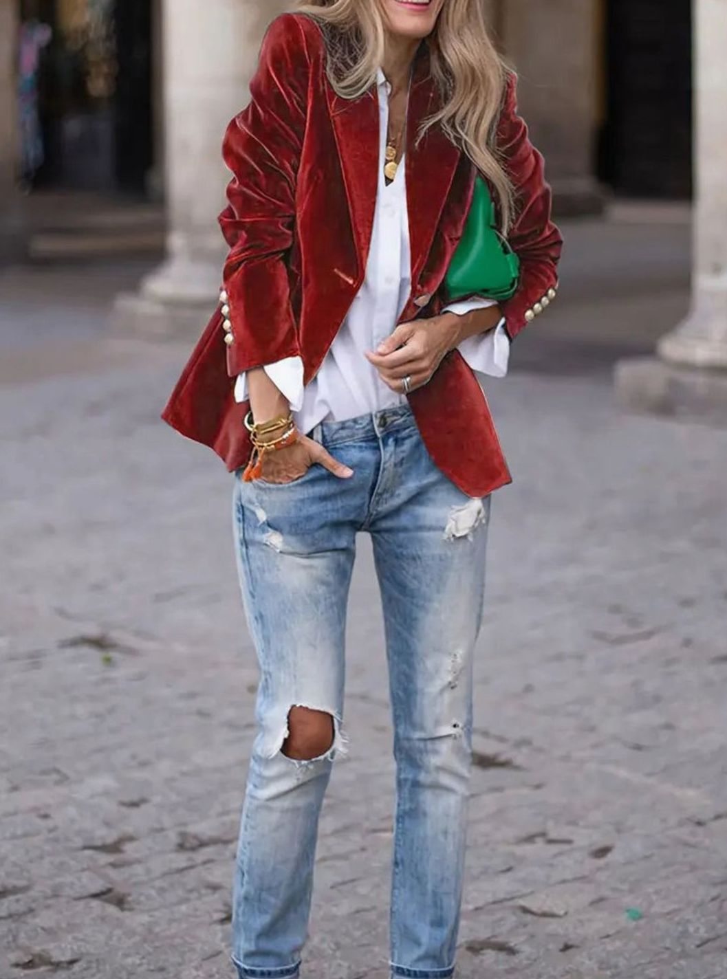 Cosima | Women's Tailored Single-Button Blazer with Gold Detail