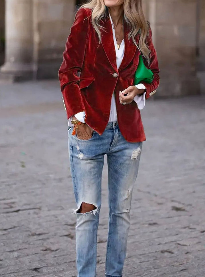 Cosima | Women's Tailored Single-Button Blazer with Gold Detail