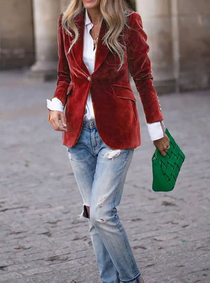 Cosima | Women's Tailored Single-Button Blazer with Gold Detail