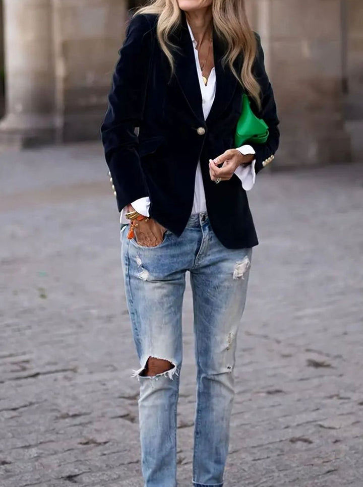 Cosima | Women's Tailored Single-Button Blazer with Gold Detail