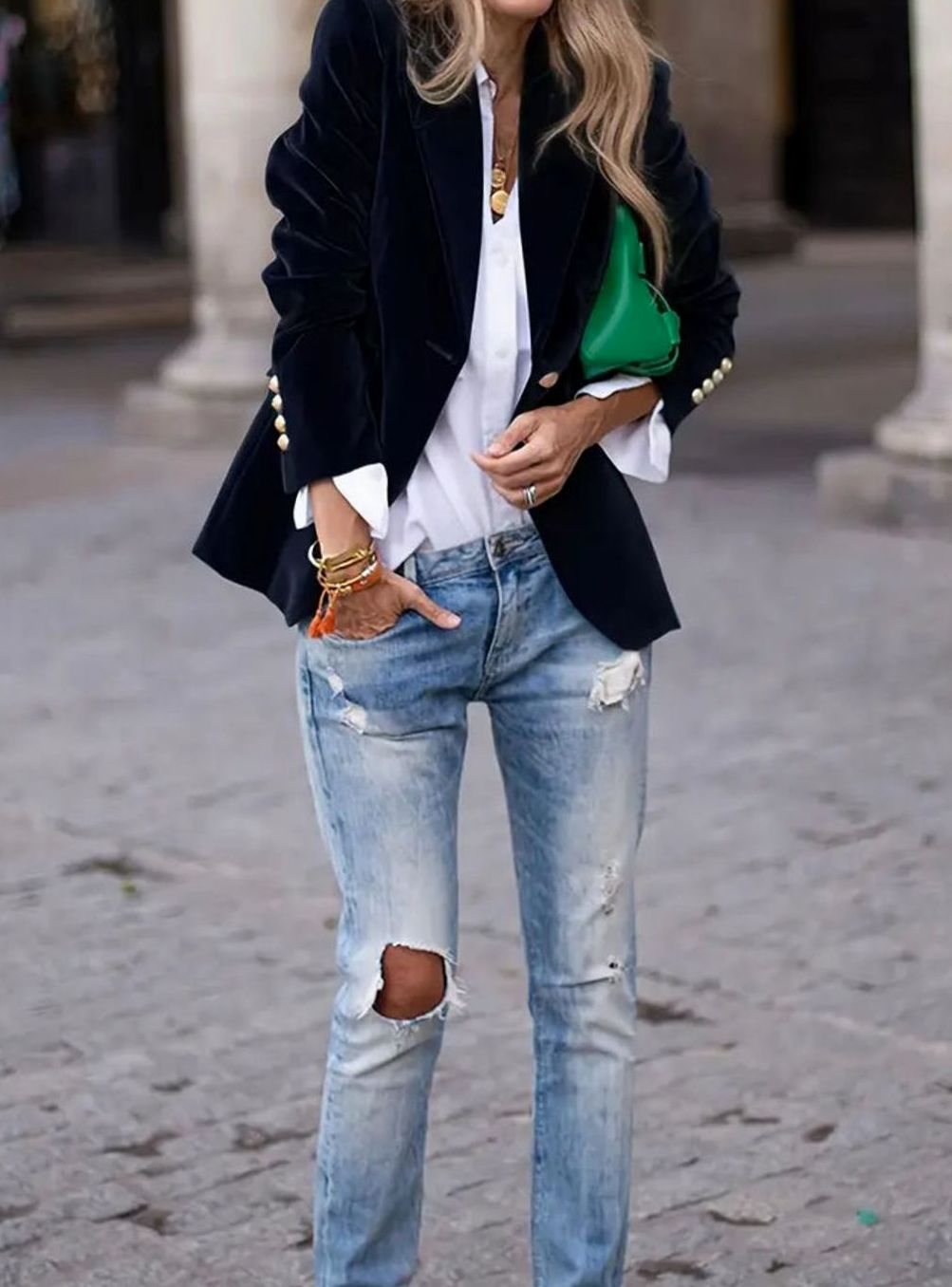 Cosima | Women's Tailored Single-Button Blazer with Gold Detail