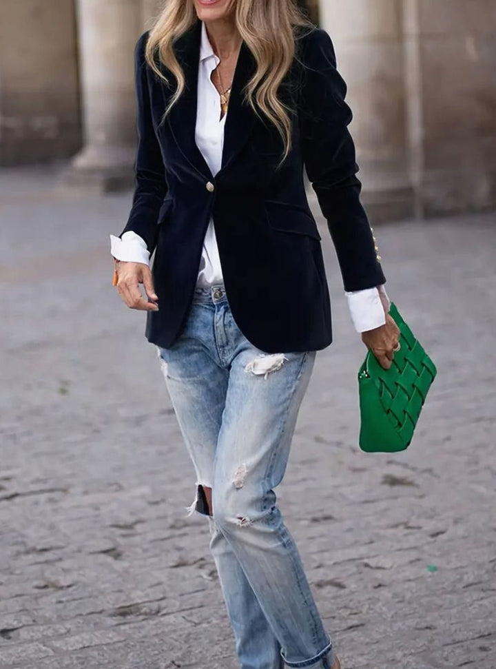 Cosima | Women's Tailored Single-Button Blazer with Gold Detail