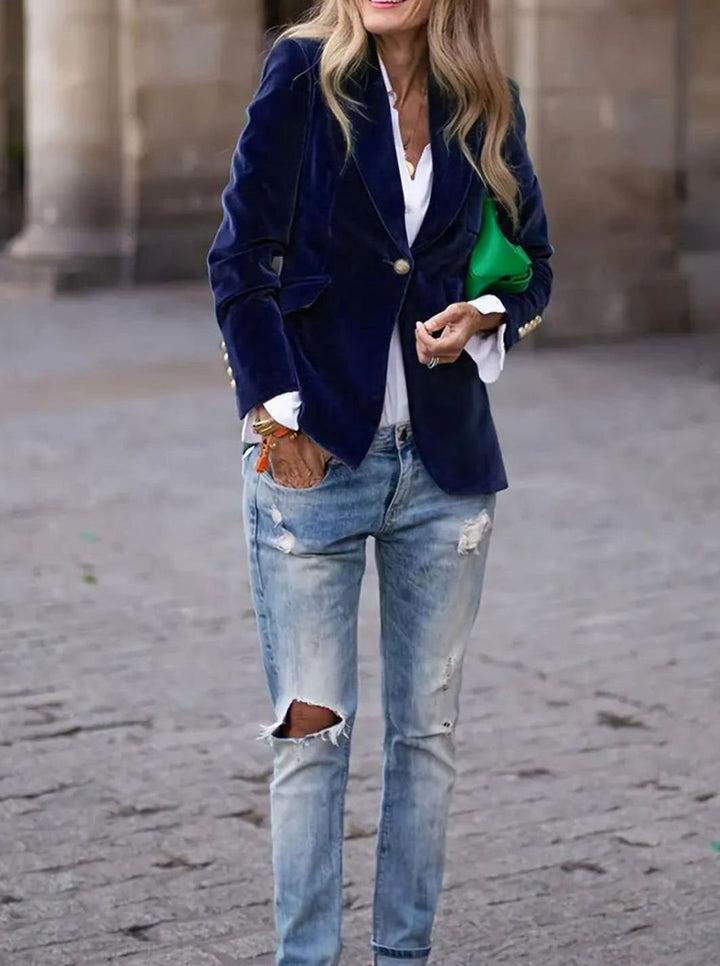 Cosima | Women's Tailored Single-Button Blazer with Gold Detail