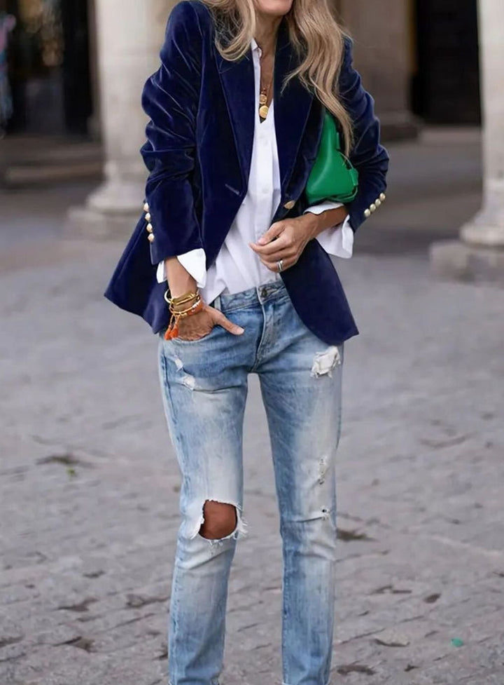 Cosima | Women's Tailored Single-Button Blazer with Gold Detail