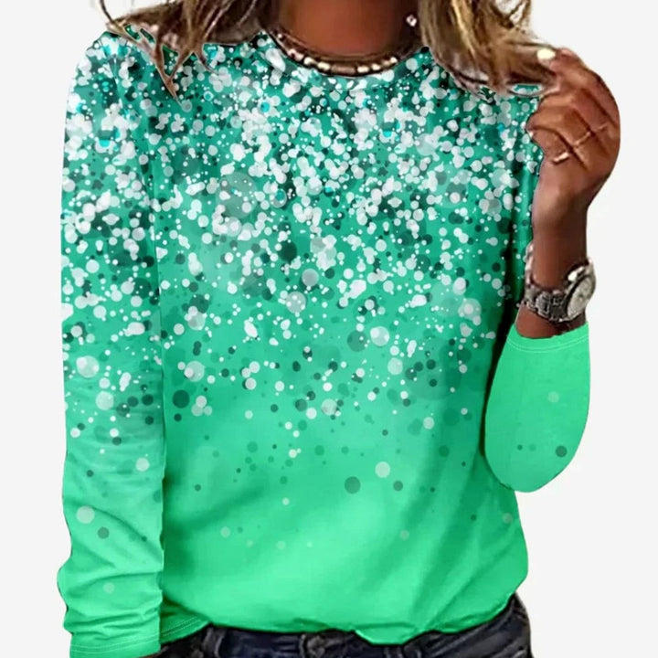 Allegra | Women's Glitter Star Print Crew Neck Sweatshirt