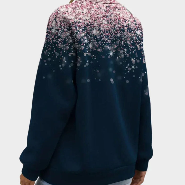 Allegra | Women's Glitter Star Print Crew Neck Sweatshirt