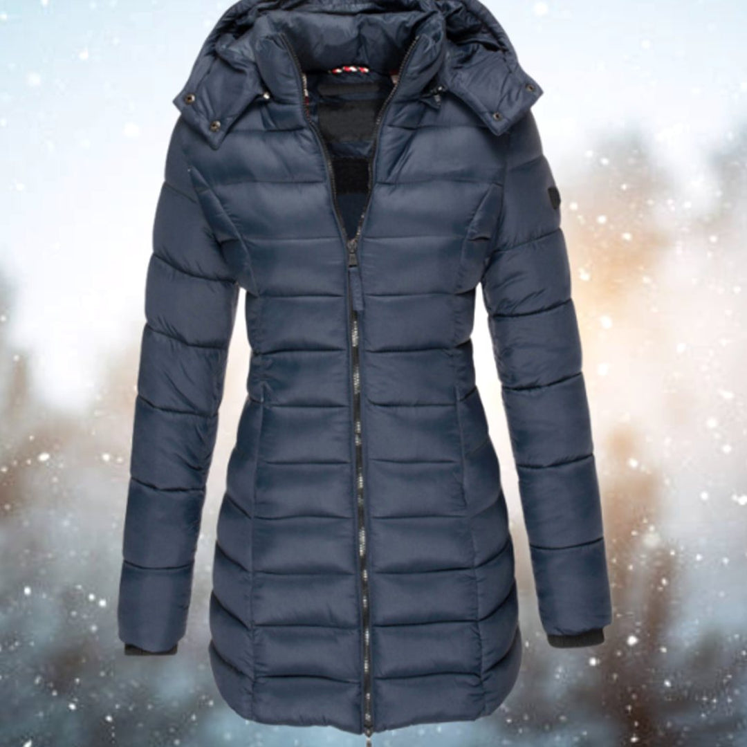 Solenne | Women's Long Quilted Hooded Winter Puffer Coat