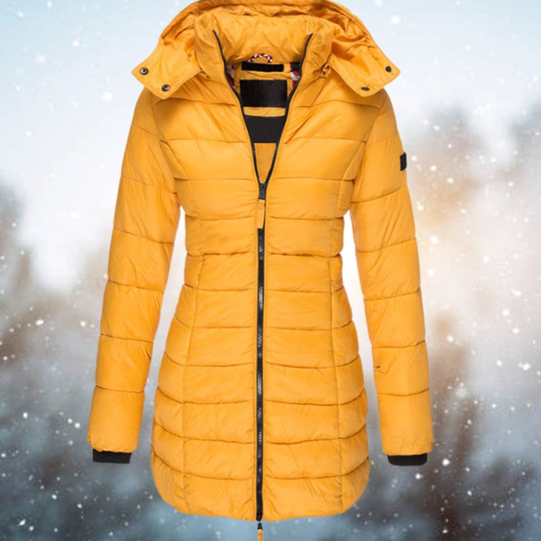 Solenne | Women's Long Quilted Hooded Winter Puffer Coat