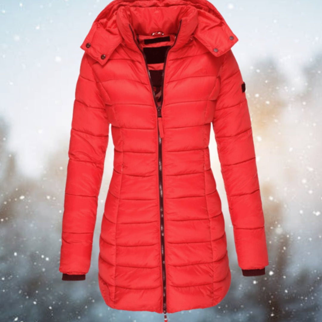 Solenne | Women's Long Quilted Hooded Winter Puffer Coat