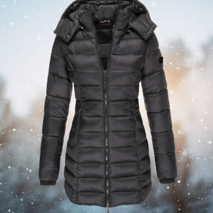Solenne | Women's Long Quilted Hooded Winter Puffer Coat