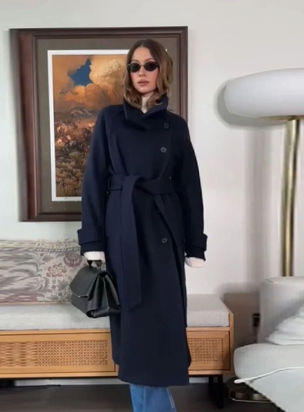 Eirlysia | Women's Longline Belted Winter Coat with Stand Collar