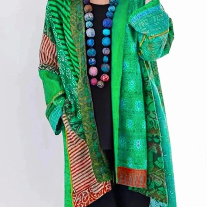Evania | Women's Longline Boho Patchwork Open Front Cardigan