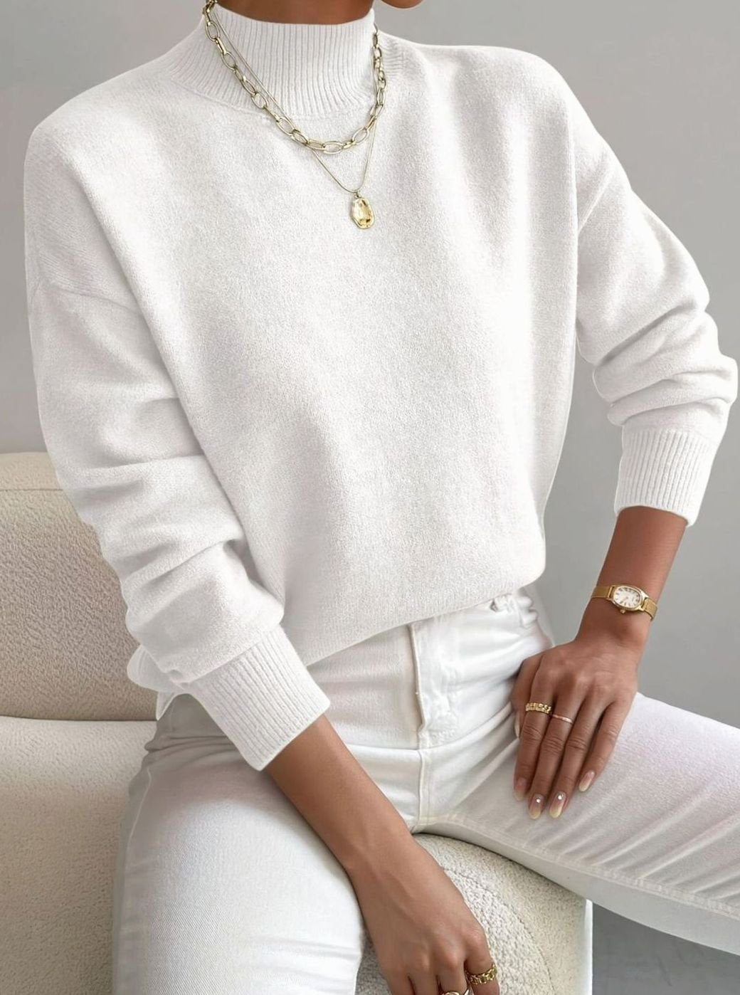 Evania | Women's Relaxed Fit Mock Neck Spring Jumper