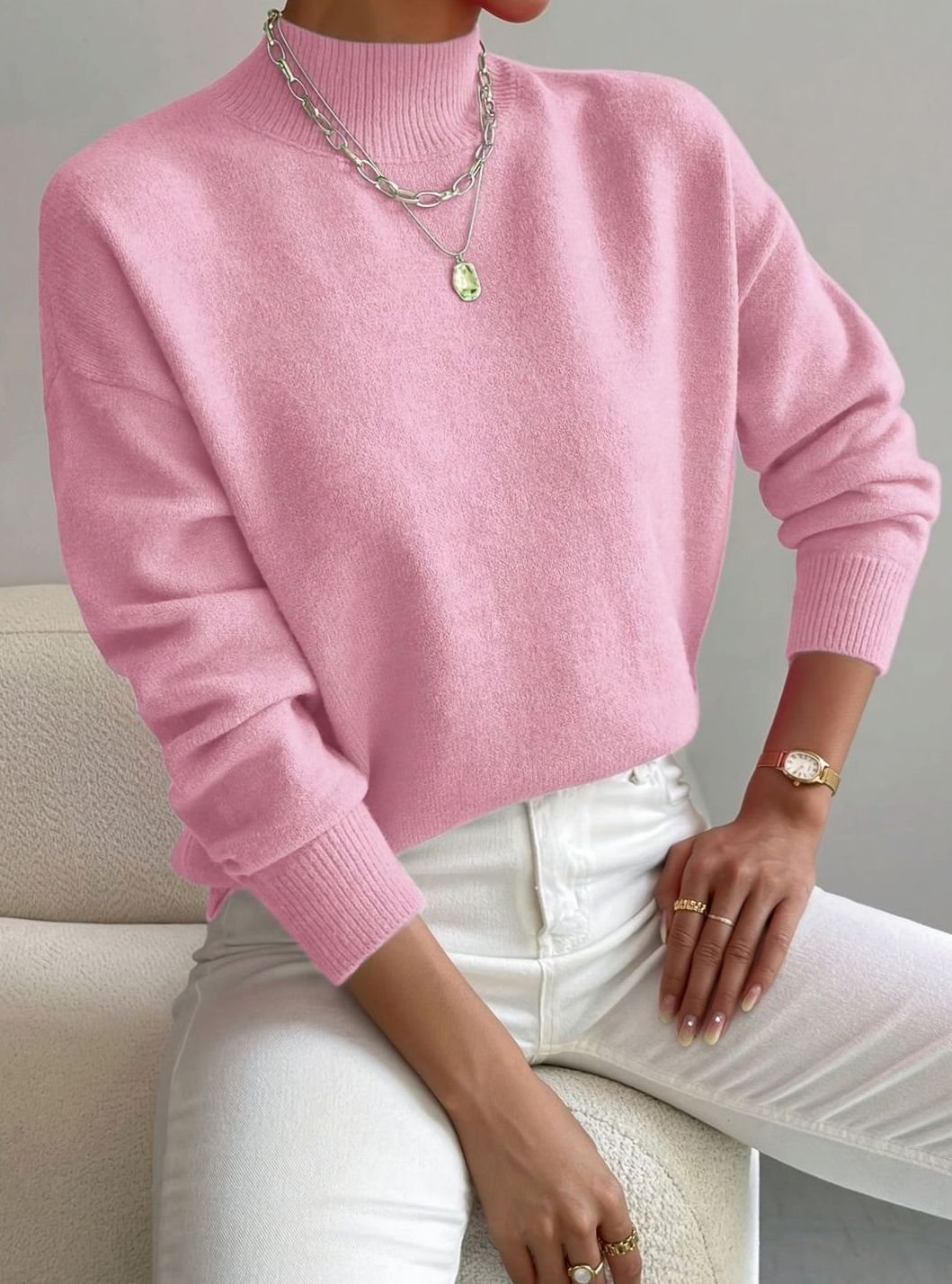 Evania | Women's Relaxed Fit Mock Neck Spring Jumper