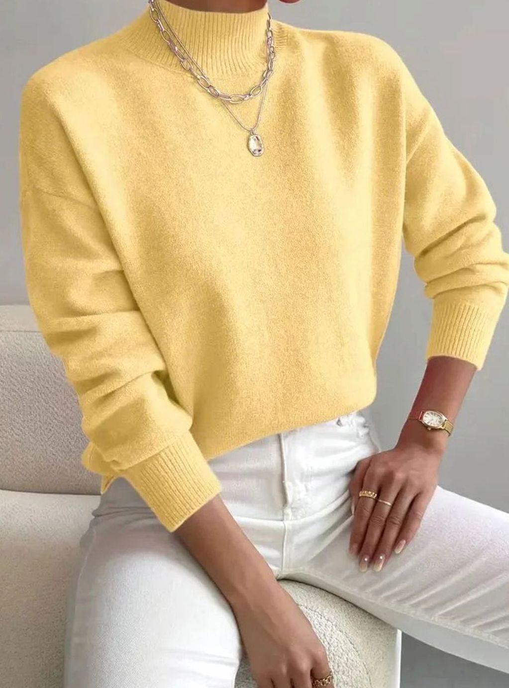 Evania | Women's Relaxed Fit Mock Neck Spring Jumper