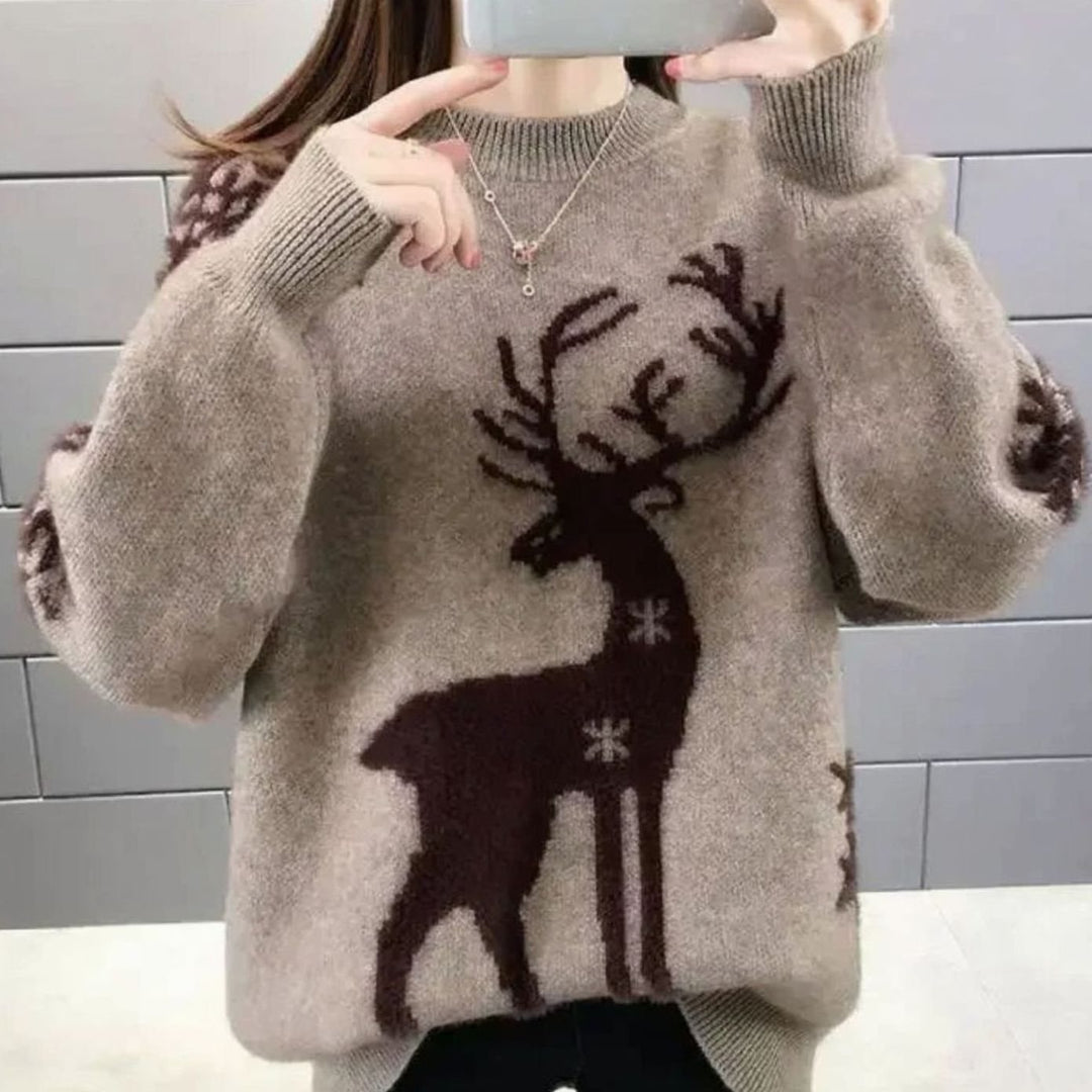Eulalie | Women's Oversized Reindeer Christmas Knit Jumper