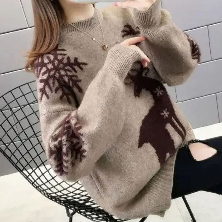 Eulalie | Women's Oversized Reindeer Christmas Knit Jumper