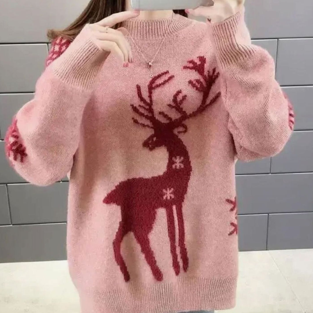 Eulalie | Women's Oversized Reindeer Christmas Knit Jumper