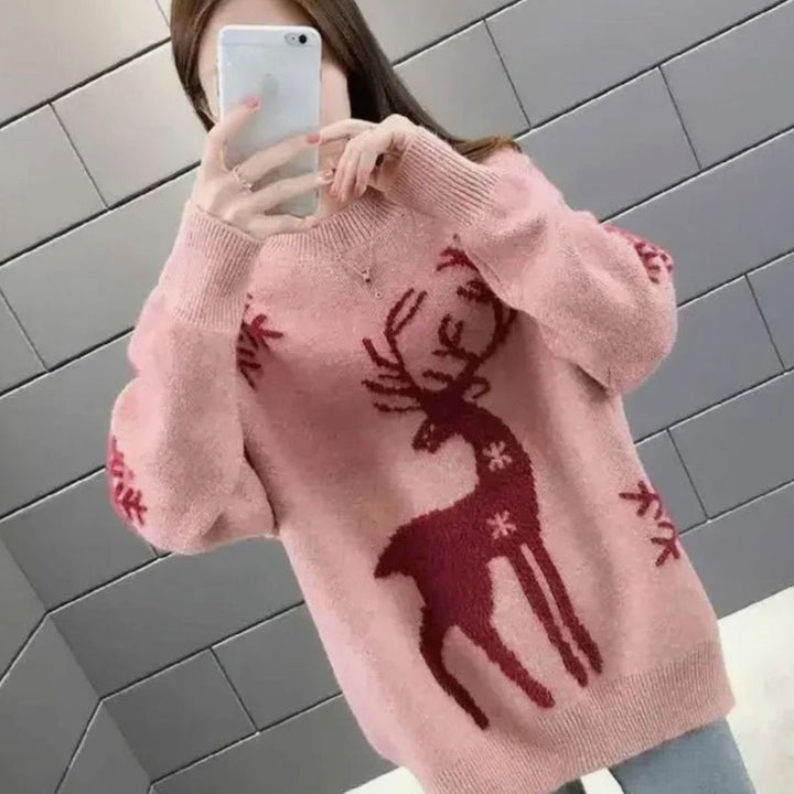 Eulalie | Women's Oversized Reindeer Christmas Knit Jumper