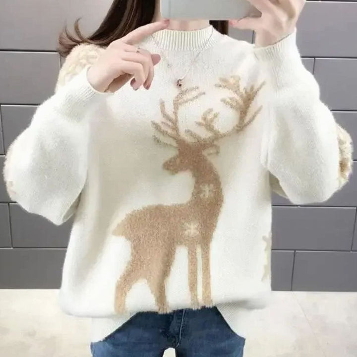 Eulalie | Women's Oversized Reindeer Christmas Knit Jumper