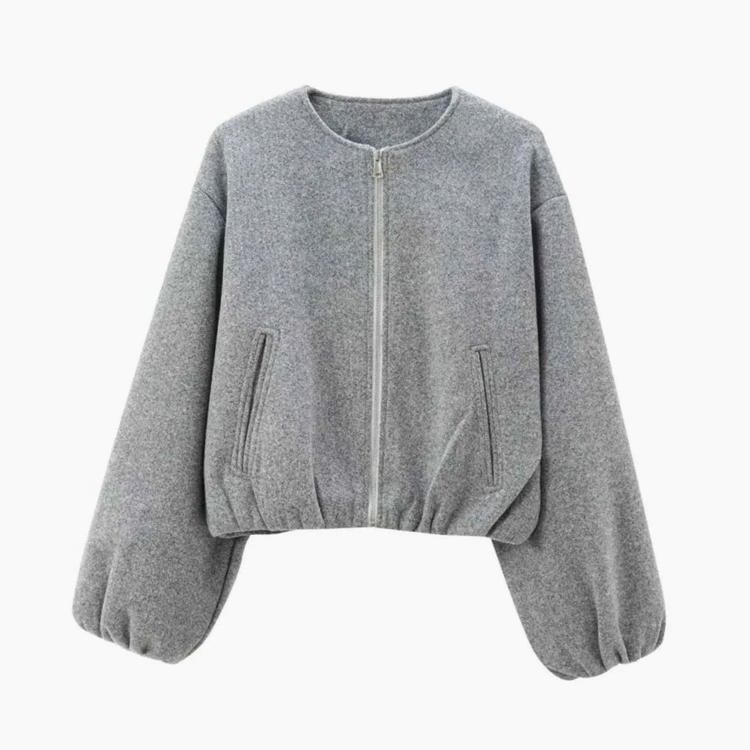 Elinor | Women's Oversized Cropped Bomber Jacket with Balloon Sleeves