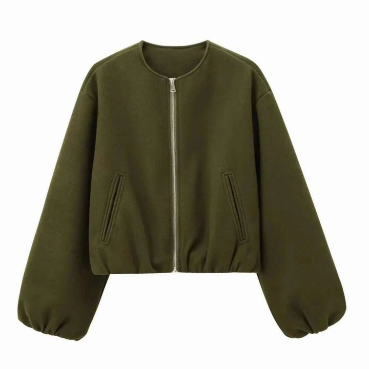 Elinor | Women's Oversized Cropped Bomber Jacket with Balloon Sleeves