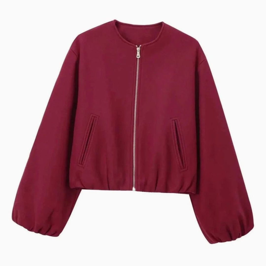 Elinor | Women's Oversized Cropped Bomber Jacket with Balloon Sleeves
