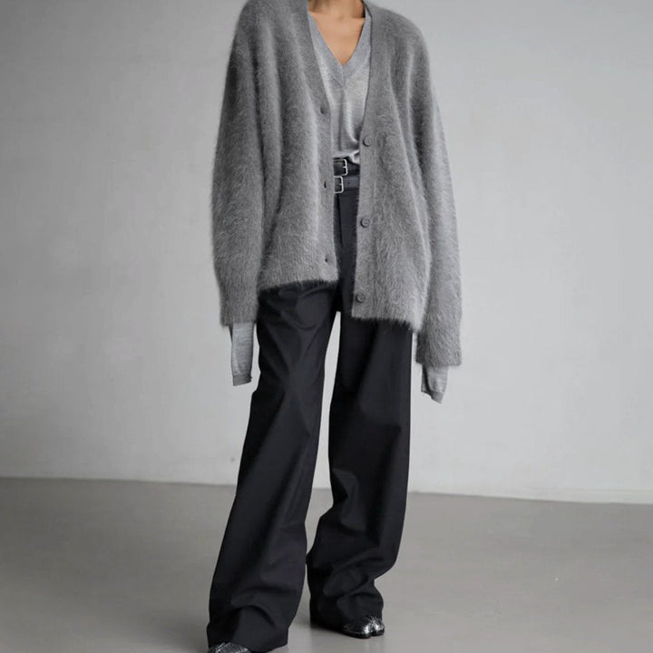 Althea | Women's Oversized Fluffy V-Neck Cardigan