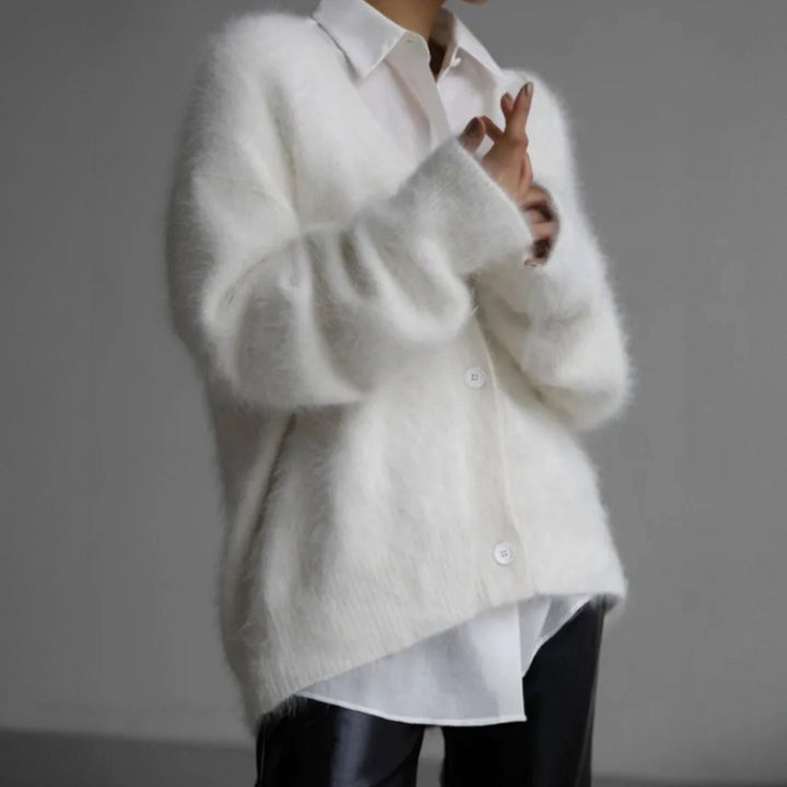Althea | Women's Oversized Fluffy V-Neck Cardigan