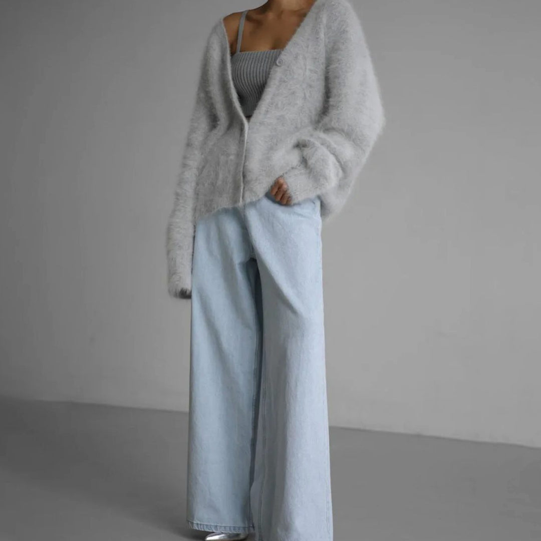 Althea | Women's Oversized Fluffy V-Neck Cardigan
