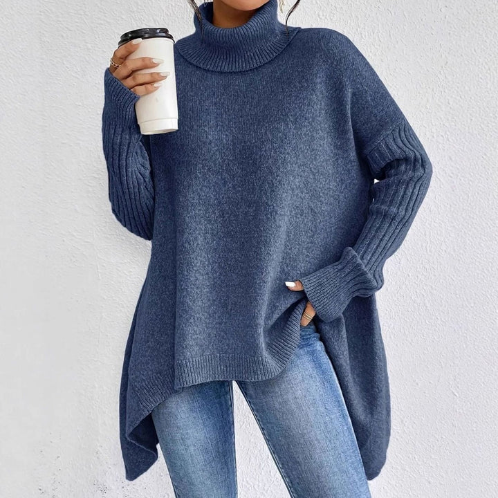 Solara | Women's Oversized Roll Neck Jumper with Asymmetric Hem