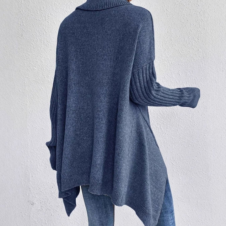 Solara | Women's Oversized Roll Neck Jumper with Asymmetric Hem