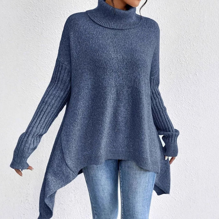 Solara | Women's Oversized Roll Neck Jumper with Asymmetric Hem