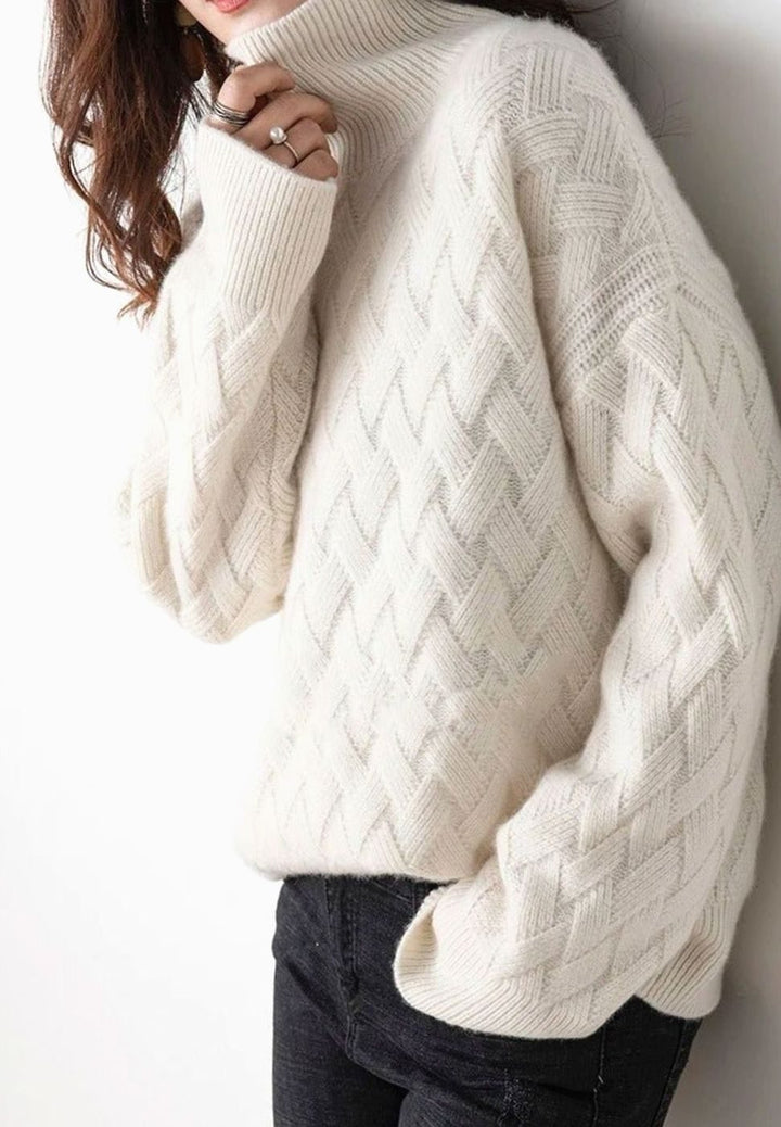 Maribel | Women's Oversized Cashmere Cable Knit Roll Neck Jumper