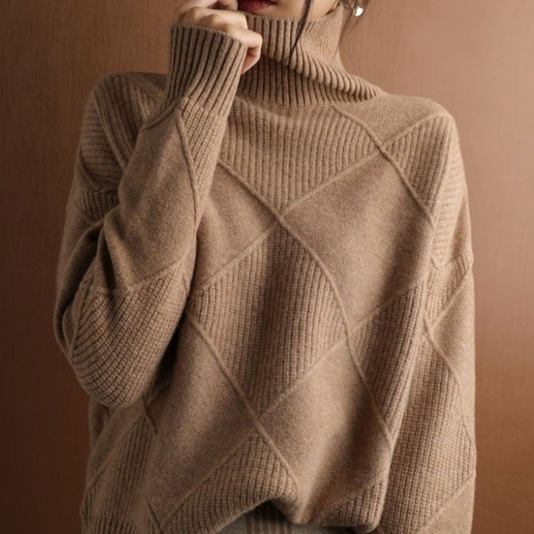 Amabel | Women's Chunky Cable Knit Roll Neck Winter Jumper