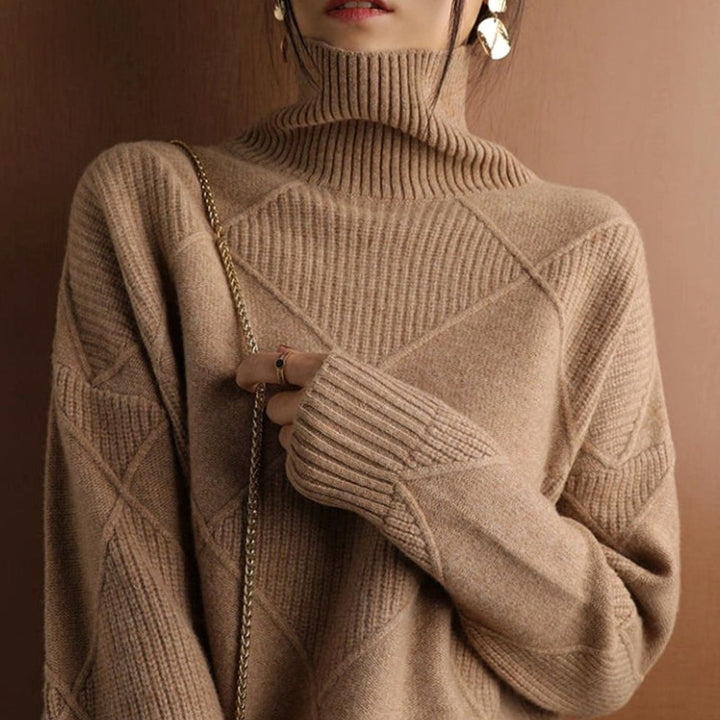 Amabel | Women's Chunky Cable Knit Roll Neck Winter Jumper