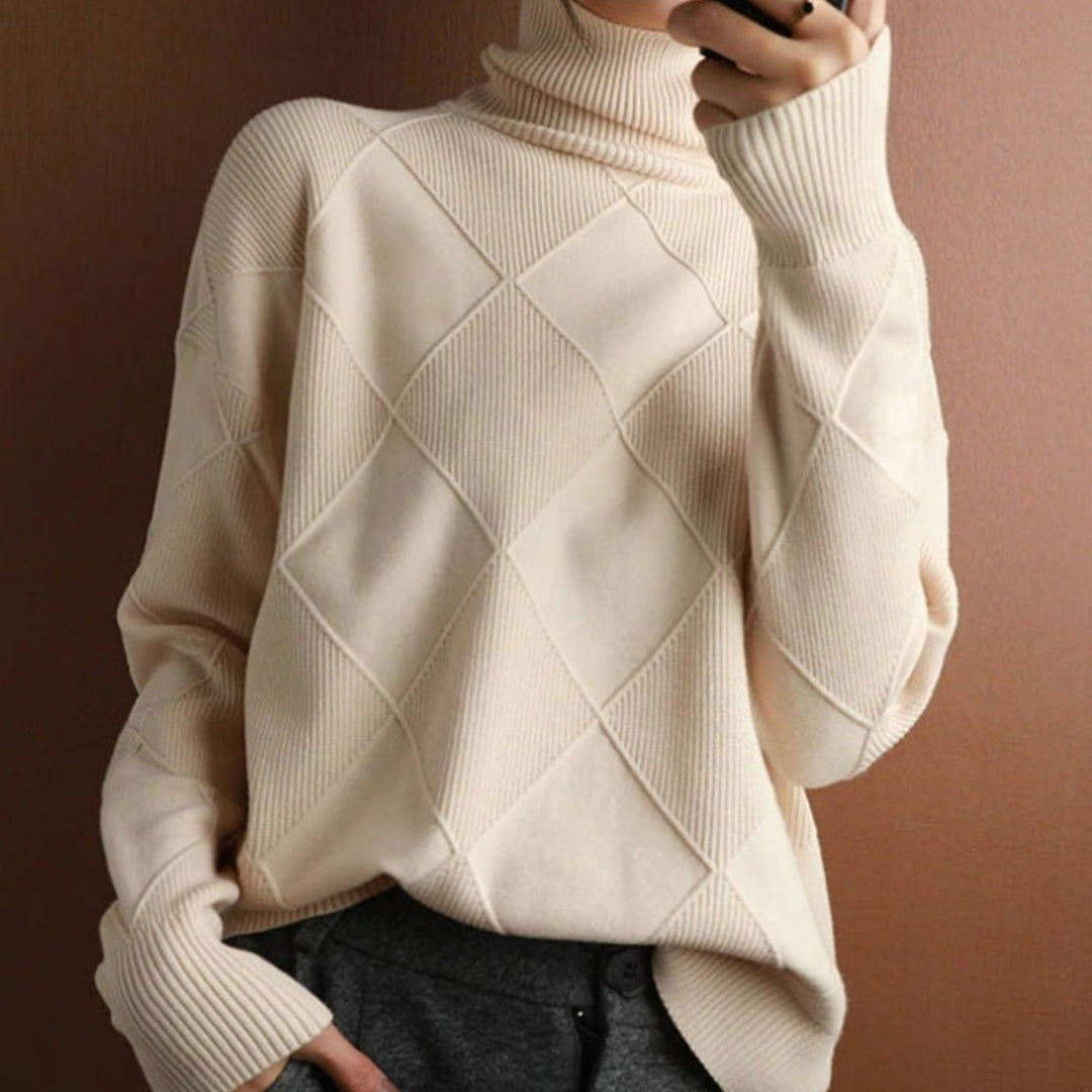 Amabel | Women's Chunky Cable Knit Roll Neck Winter Jumper