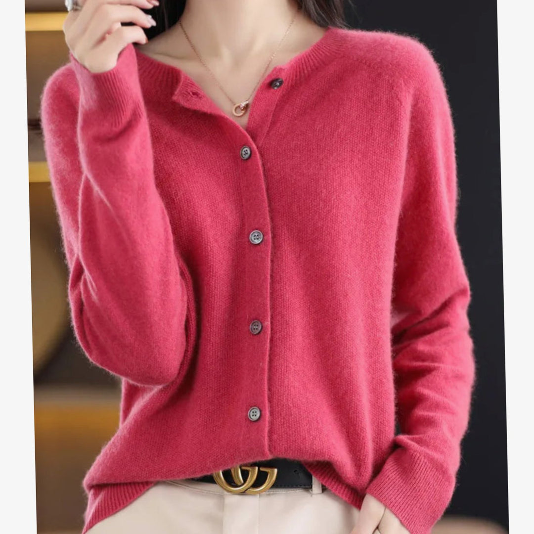 Evelisse | Women's Relaxed Fit V-Neck Button-Up Knit Cardigan