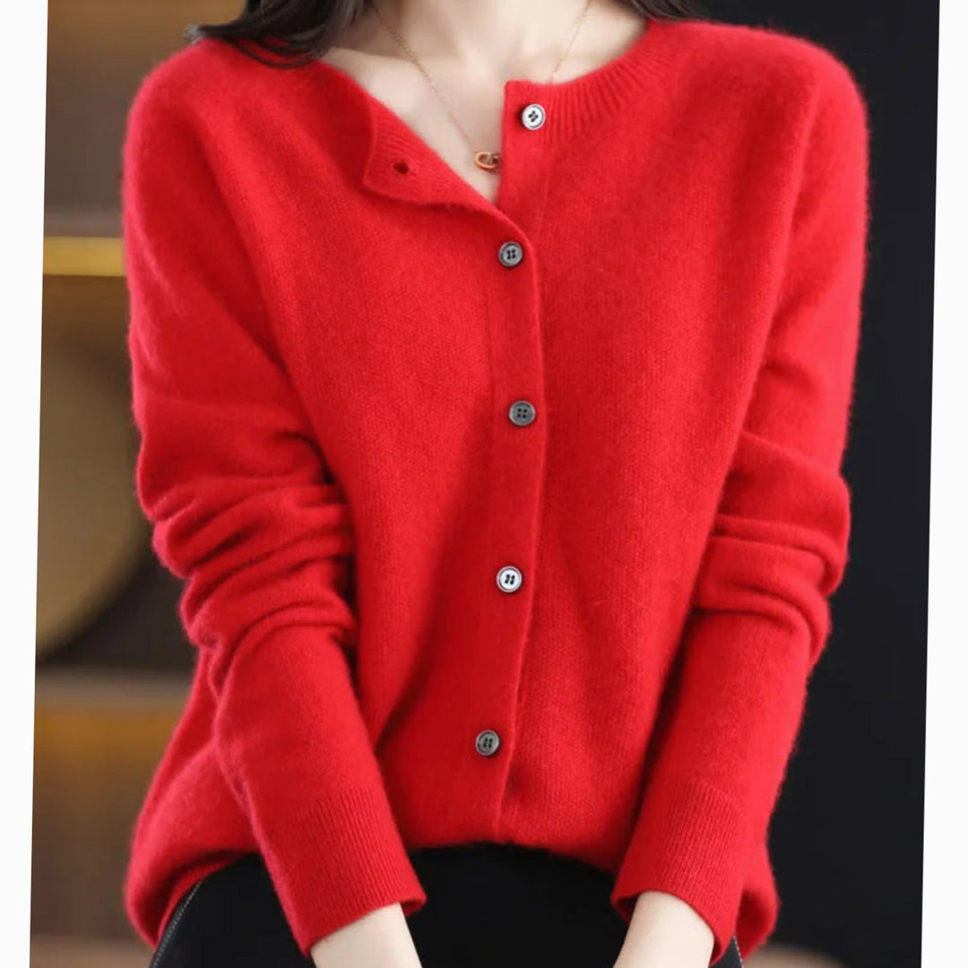 Evelisse | Women's Relaxed Fit V-Neck Button-Up Knit Cardigan